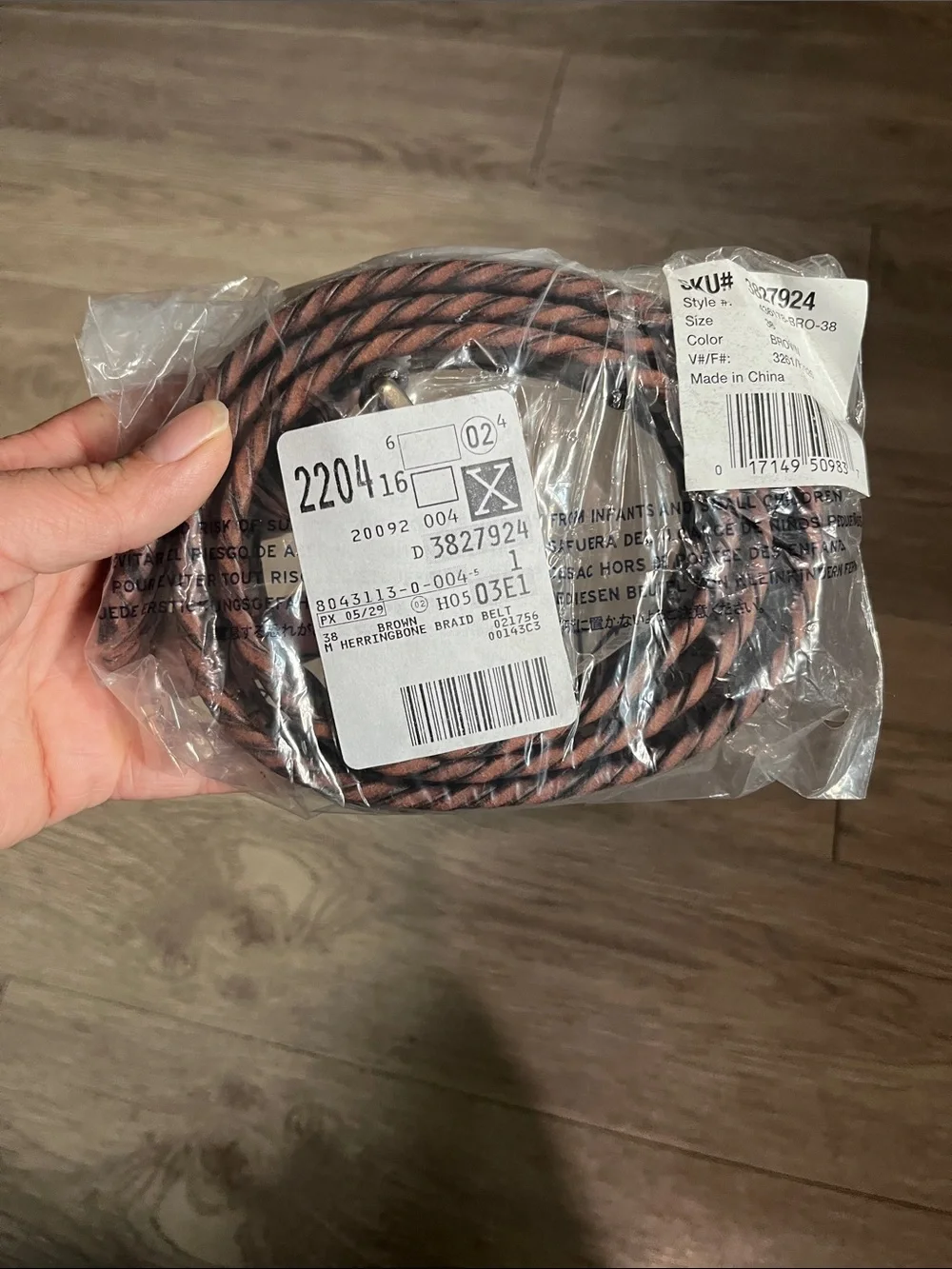 Lands End Braided Leather Belt in Brown and Black - Men Accessories Size 38
